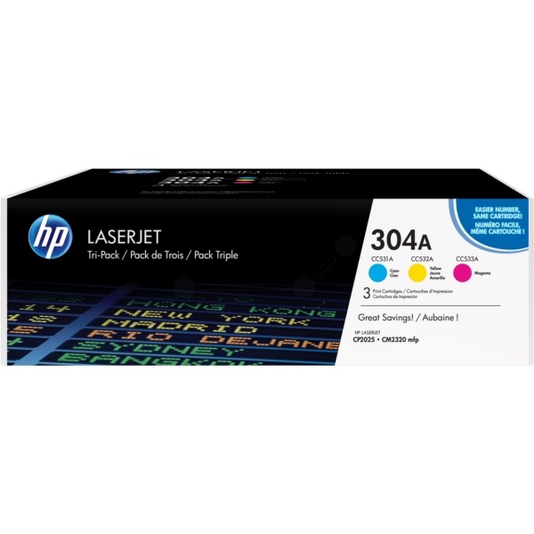 HP CF372AM/304A Tonerkartusche MultiPack C,M,Y, 3x2.800 Seiten ISO/IEC 19798 VE=3