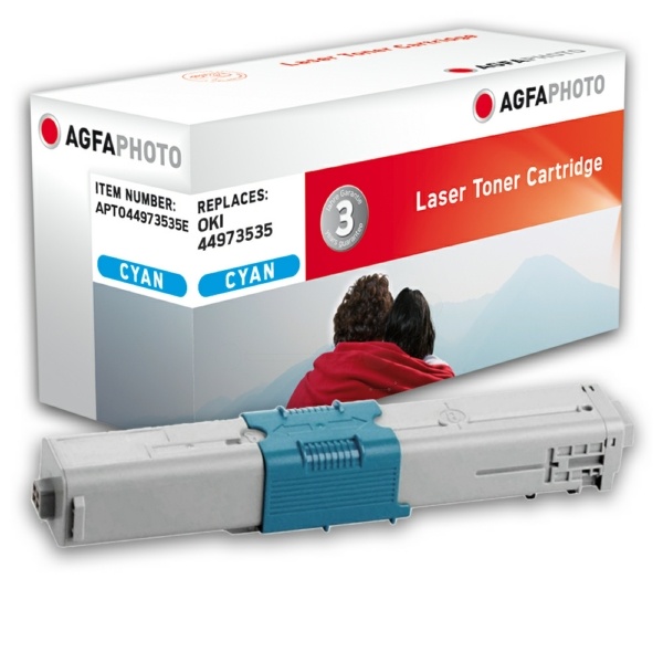 AgfaPhoto APTO44973535E Toner-Kit cyan, 1.500 Seiten 40 Gramm (ersetzt OKI 44973535)