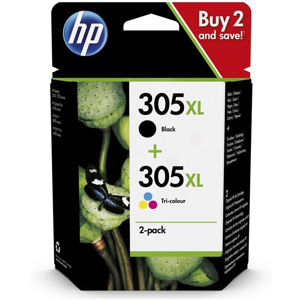 HP 6ZA94AE/305XL Druckkopfpatrone Multipack High-Capacity schwarz + color 240pg + 200pg VE=2