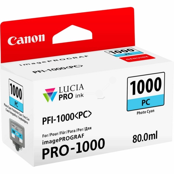 Canon 0550C001/PFI-1000PC Tintenpatrone cyan hell, 5.140 Seiten 80ml