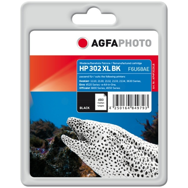 AgfaPhoto APHP302XLB Druckkopfpatrone schwarz High-Capacity, 480 Seiten 15ml (ersetzt HP 302XL)