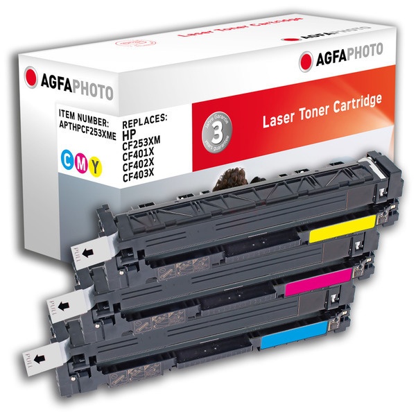 AgfaPhoto APTHPCF253XME Tonerkartusche MultiPack C,M,Y, 3x2.300 Seiten 150 Gramm VE=3 (ersetzt HP 201X)