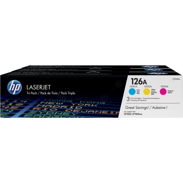 HP CF341A/126A Toner Rainbow-Kit (c,m,y), 3x1.000 Seiten ISO/IEC 19798 VE=3