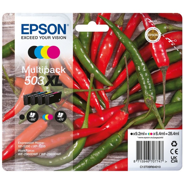 Epson C13T09R64010/503XL Tintenpatrone MultiPack Bk,C,M,Y High-Capacity 550pg + 3x470pg VE=4