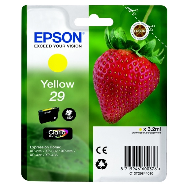 Epson C13T29844012/29 Tintenpatrone gelb, 180 Seiten ISO/IEC 19752 3,2ml