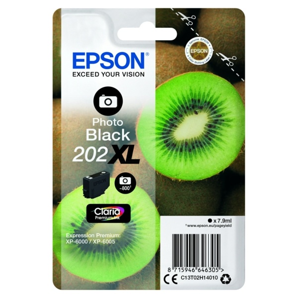 Epson C13T02H14010/202XL Tintenpatrone schwarz foto High-Capacity, 800 Seiten 800 Fotos 7,9ml