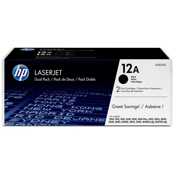 HP Q2612AD/12AD Tonerkartusche schwarz Doppelpack, 2x2.000 Seiten/5% VE=2