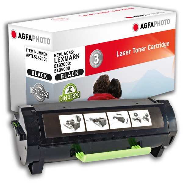 AgfaPhoto APTL51B2000 Toner-Kit, 2.500 Seiten 70 Gramm (ersetzt Lexmark 51B2000)