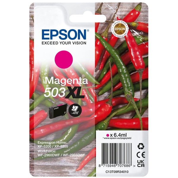 Epson C13T09R34010/503XL Tintenpatrone magenta High-Capacity, 470 Seiten 6,4ml