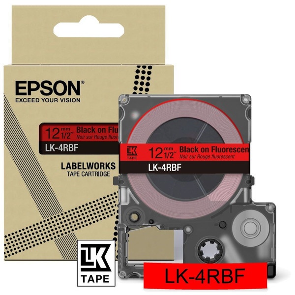 Epson C53S672099/LK-4RBF DirectLabel-Etiketten schwarz auf rot fluorescent 12mm x 8m