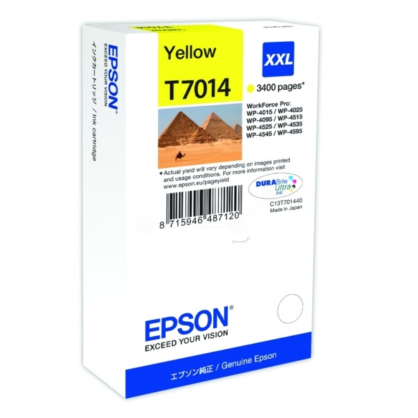 Epson C13T70144010/T7014 Tintenpatrone gelb XXL, 3.400 Seiten ISO/IEC 24711 34.2ml