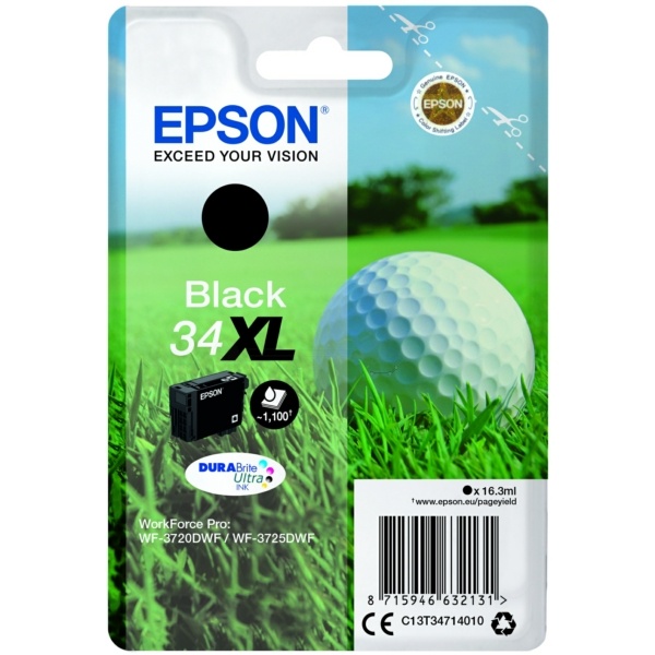 Epson C13T34714010/34XL Tintenpatrone schwarz High-Capacity, 1.100 Seiten 16,3ml