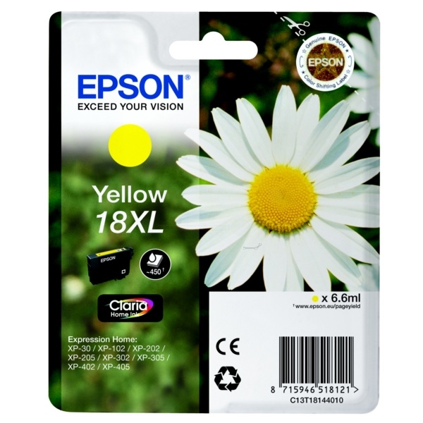 Epson C13T18144012/18XL Tintenpatrone gelb High-Capacity, 450 Seiten 6,6ml