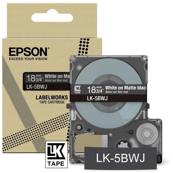 Epson C53S672083/LK-5BWJ DirectLabel-Etiketten weiss auf schwarz matt 18mm x 8m