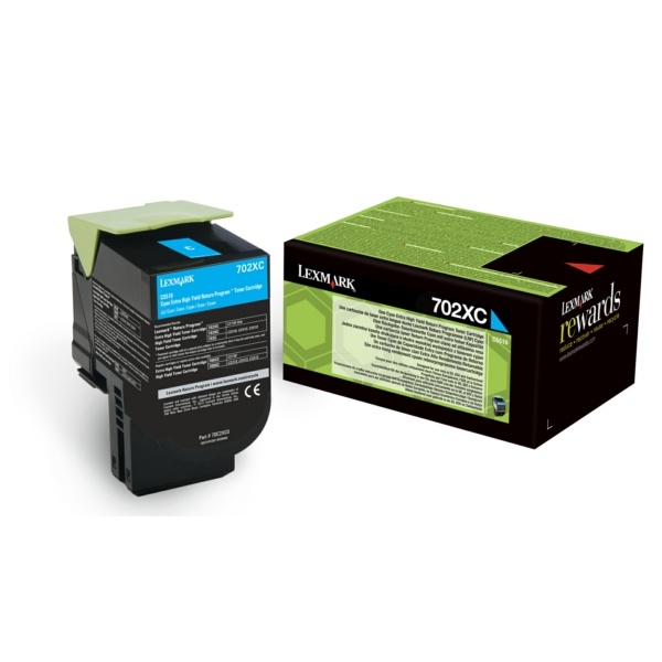 Lexmark 70C2XC0/702XC Toner-Kit cyan extra High-Capacity return program, 4.000 Seiten ISO/IEC 19798