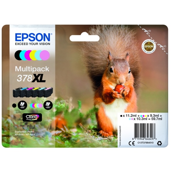 Epson C13T37984010/378XL Tintenpatrone MultiPack Bk,C,M,Y,LC,LM High-Capacity 11,2ml 3x9,3ml 2x10,3ml VE=6