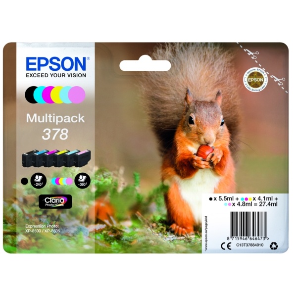 Epson C13T37884010/378 Tintenpatrone MultiPack Bk,C,M,Y,LC,LM 5.5ml 5,5ml 3x4,1ml 2x4,8ml VE=6