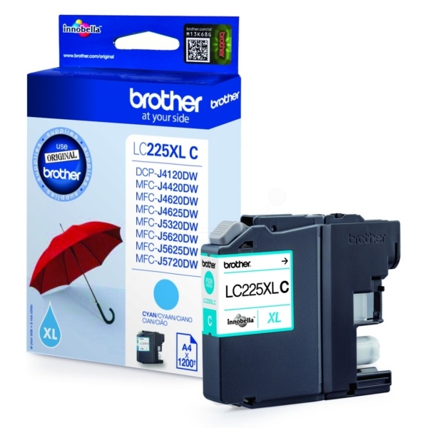 Brother LC-225XLC Tintenpatrone cyan, 1.200 Seiten ISO/IEC 24711 11.8ml