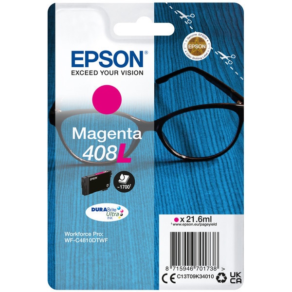 Epson C13T09K34010/408L Tintenpatrone magenta High-Capacity, 1.700 Seiten 21,6ml