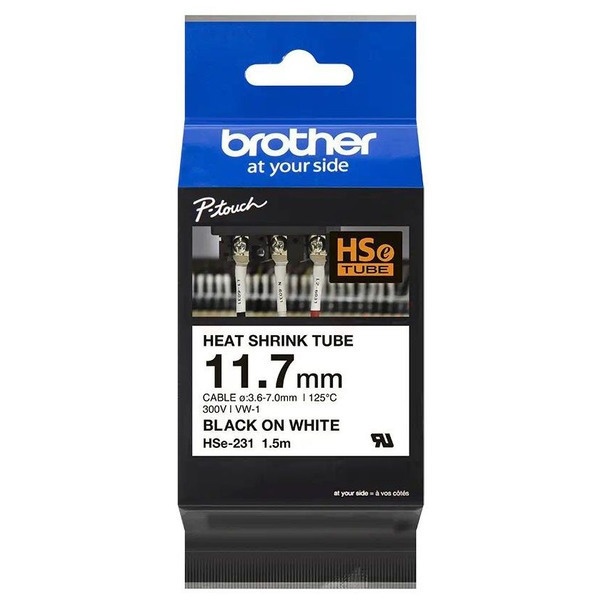 Brother HSE-231 Heissschrumpfschlauch schwarz auf weiss 11,7mm x 1,5m