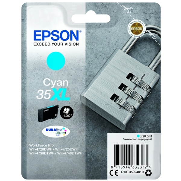 Epson C13T35924010/35XL Tintenpatrone cyan High-Capacity, 1.900 Seiten 20,3ml