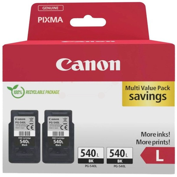 Canon 5224B020/PG-540L Druckkopfpatrone schwarz pigmentiert Doppelpack, 2x300 Seiten ISO/IEC 24711 11ml VE=2