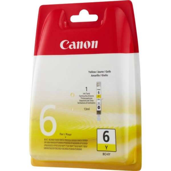 Canon 4708A002/BCI-6Y Tintenpatrone gelb, 210 Seiten/5% 13ml