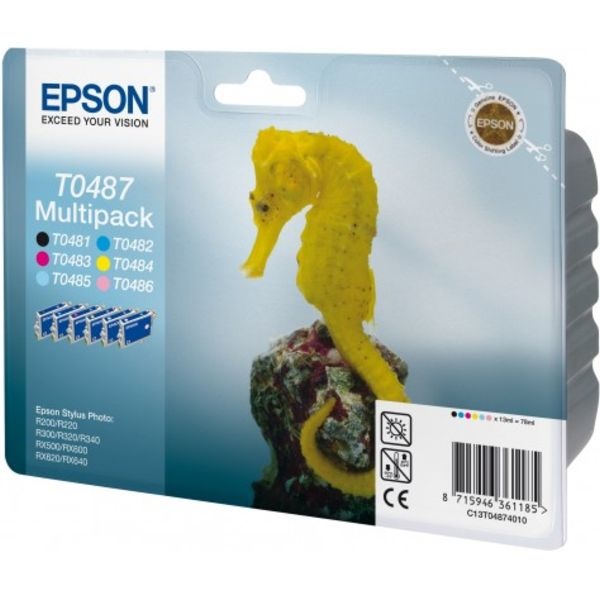 Epson C13T04874010/T0487 Tintenpatrone MultiPack Bk,C,M,Y,LC,LM 630pg + 5x430pg, 6x13ml VE=6