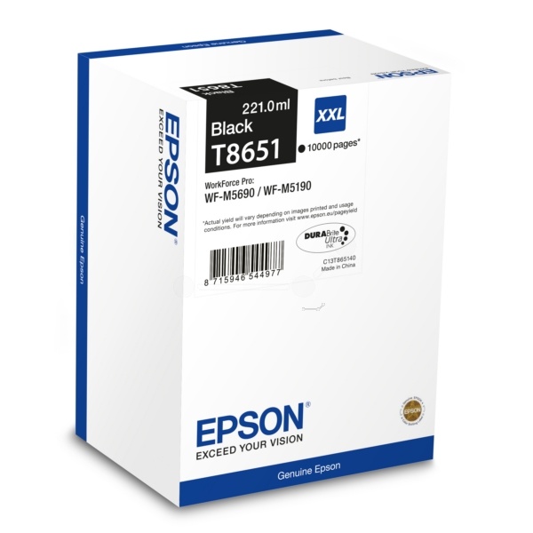 Epson C13T865140/T8651 Tintenpatrone schwarz, 10.000 Seiten 221ml