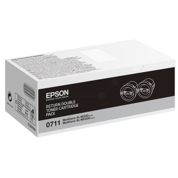 Epson C13S050711/0710 Tonerkartusche schwarz Doppelpack return program, 2x2.500 Seiten VE=2