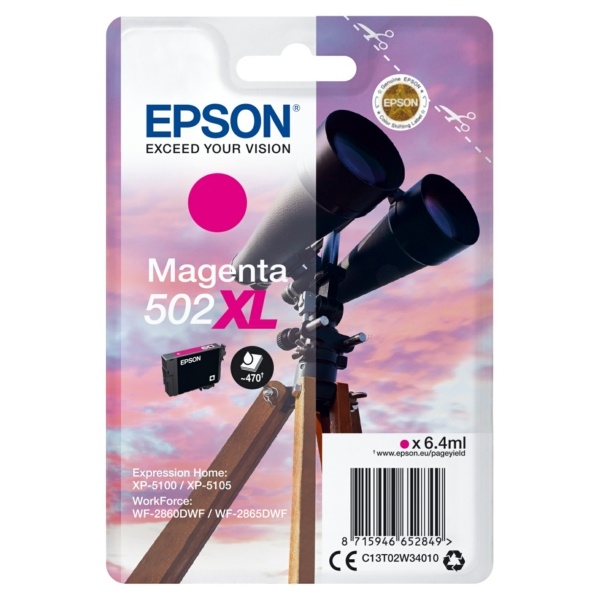 Epson C13T02W34010/502XL Tintenpatrone magenta High-Capacity, 470 Seiten 6,4ml