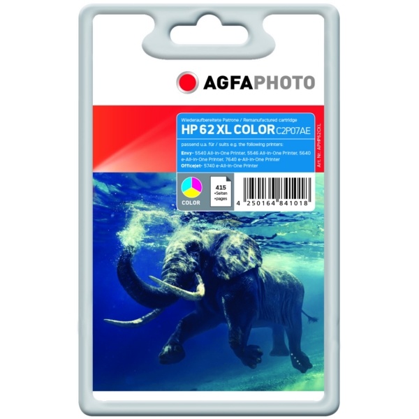 AgfaPhoto APHP62CXL Druckkopfpatrone color, 415 Seiten 11,5ml (ersetzt HP 62XL)