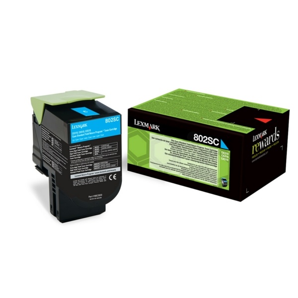 Lexmark 80C2SC0/802SC Toner-Kit cyan return program, 2.000 Seiten ISO/IEC 19798