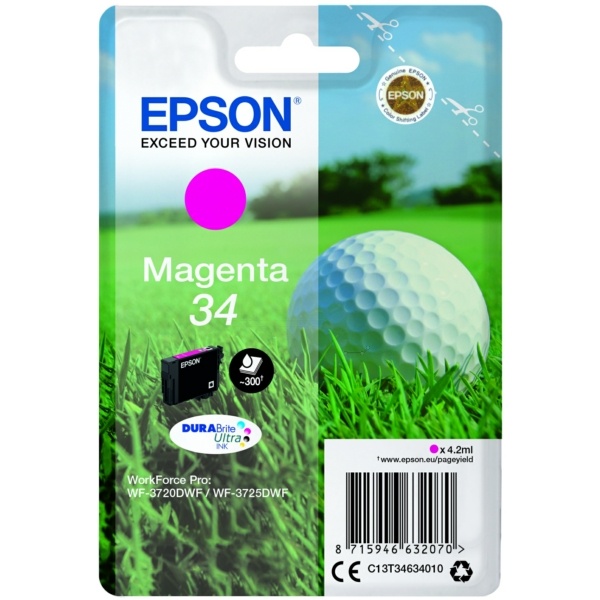 Epson C13T34634010/34 Tintenpatrone magenta, 300 Seiten 4,2ml