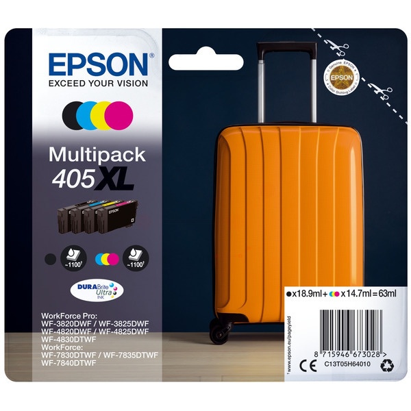 Epson C13T05H64010/405XL Tintenpatrone MultiPack Bk,C,M,Y High-Capacity 18,9ml + 3x14,7ml VE=4