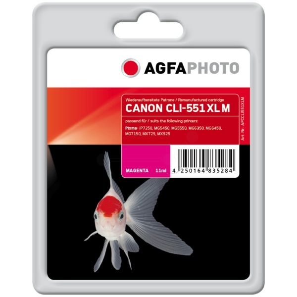 AgfaPhoto APCCLI551XLM Tintenpatrone magenta, 970 Seiten 11ml (ersetzt Canon CLI-551MXL)