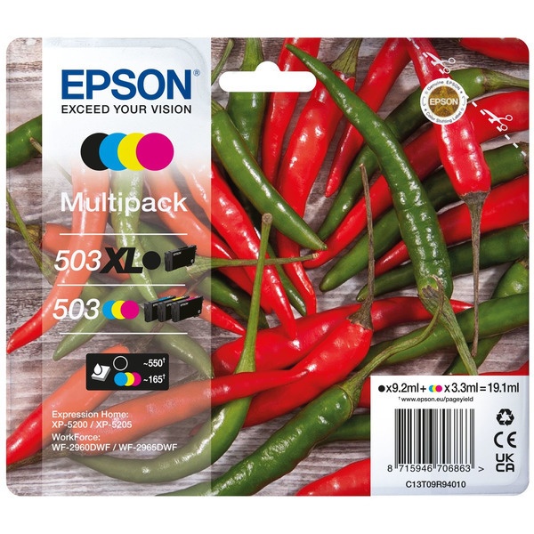 Epson C13T09R94010/503XL/503 Tintenpatrone MultiPack Bk,C,M,Y 550pg + 3x165pg VE=4