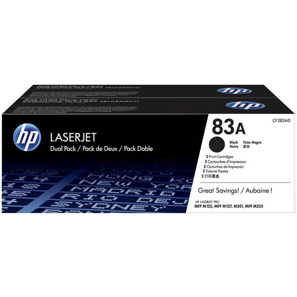 HP CF283AD/83A Tonerkartusche Doppelpack, 2x1.500 Seiten/5% VE=2