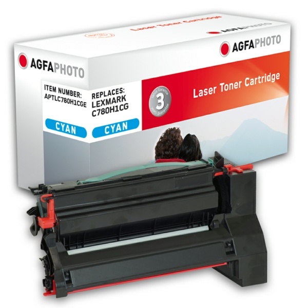 AgfaPhoto APTLC780H1CGE Tonerkartusche cyan, 10.000 Seiten 280 Gramm (ersetzt Lexmark C780H1CG)