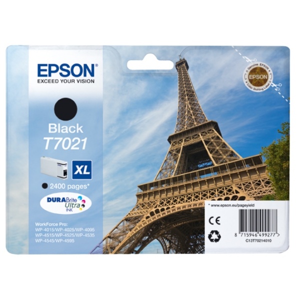 Epson C13T70214010/T7021 Tintenpatrone schwarz XL, 2.400 Seiten ISO/IEC 24711 45.2ml