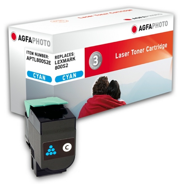 AgfaPhoto APTL800S2E Toner-Kit cyan, 2.000 Seiten 50 Gramm (ersetzt Lexmark 802SC)