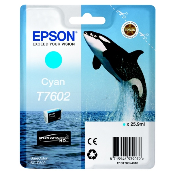 Epson C13T76024010/T7602 Tintenpatrone cyan, 2.200 Seiten 25,9ml