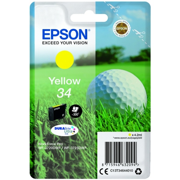 Epson C13T34644010/34 Tintenpatrone gelb, 300 Seiten 4,2ml