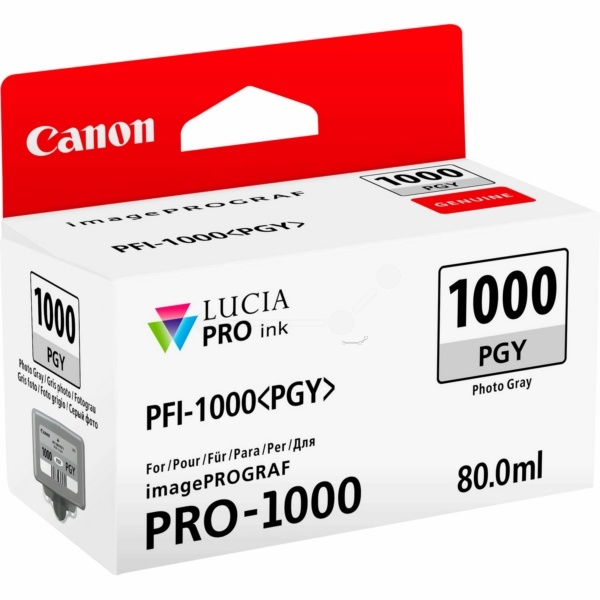 Canon 0553C001/PFI-1000PGY Tintenpatrone fotograu, 3.165 Seiten 80ml