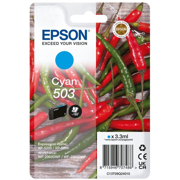 Epson C13T09Q24010/503 Tintenpatrone cyan, 165 Seiten 3,3ml