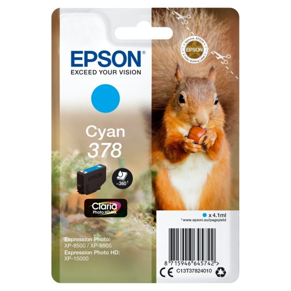 Epson C13T37824010/378 Tintenpatrone cyan, 360 Seiten 4,1ml