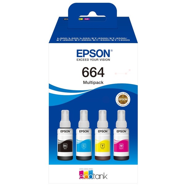 Epson C13T664640/664 Tintenflasche MultiPack Bk,C,M,Y 70ml 1x4500pg + 3x7500pg VE=4