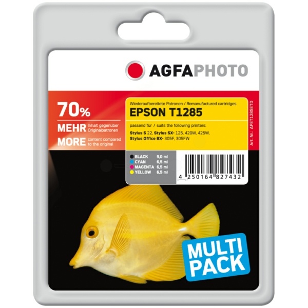 AgfaPhoto APET128SETD Tintenpatrone MultiPack Bk,C,M,Y 1x9ml + 3x6.5ml VE=4 (ersetzt Epson T1285)