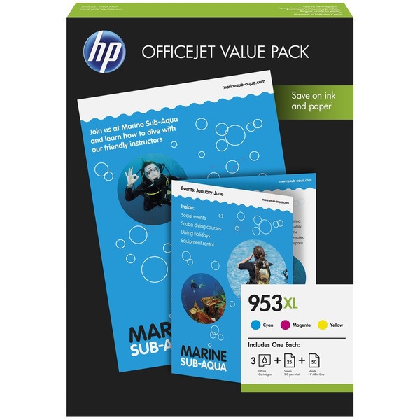 HP 1CC21AE/953XL Tintenpatrone MultiPack C,M,Y High-Capacity, 3x1.600 Seiten 1x20,5ml + 2x20ml VE=3