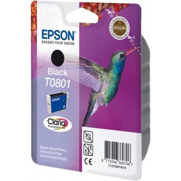 Epson C13T08014011/T0801 Tintenpatrone schwarz, 330 Seiten ISO/IEC 24711 7.4ml